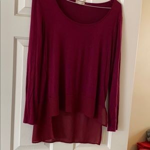 Beautiful maroon high low shirt